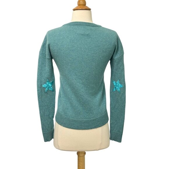 Zadig Voltaire Cici Star Patch Cashmere Sweater Green Blue Crewneck Soft Size XS - Picture 5 of 10